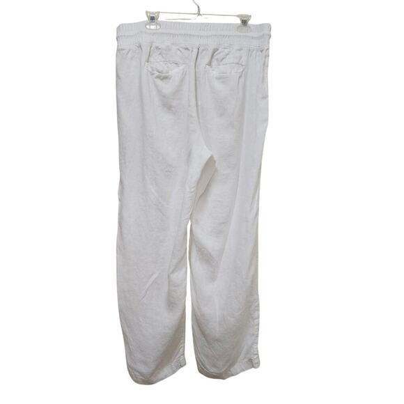 Athleta Cabo White Sz18 Linen Wide leg pants. Calla Lily. Relaxing Boho. Elastic - Picture 2 of 15